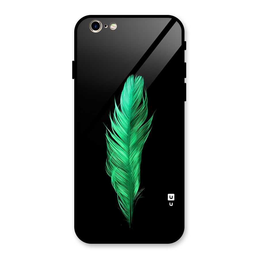 Beautiful Green Feather Glass Back Case for iPhone 6 6S