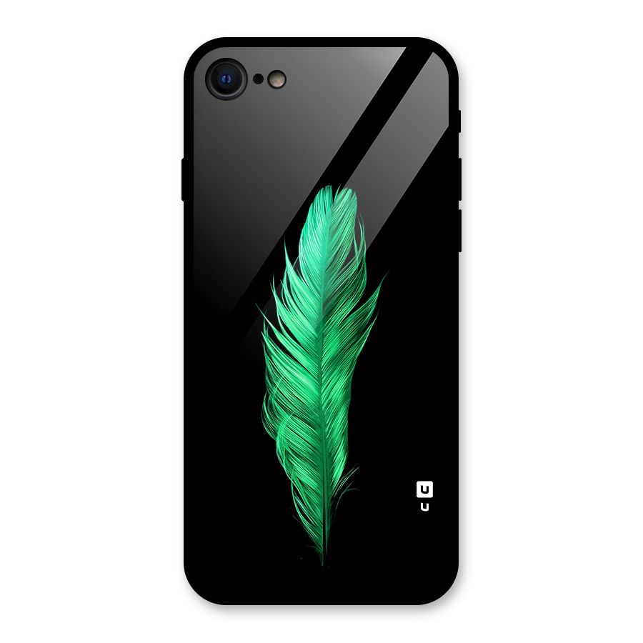 Beautiful Green Feather Glass Back Case for iPhone 7
