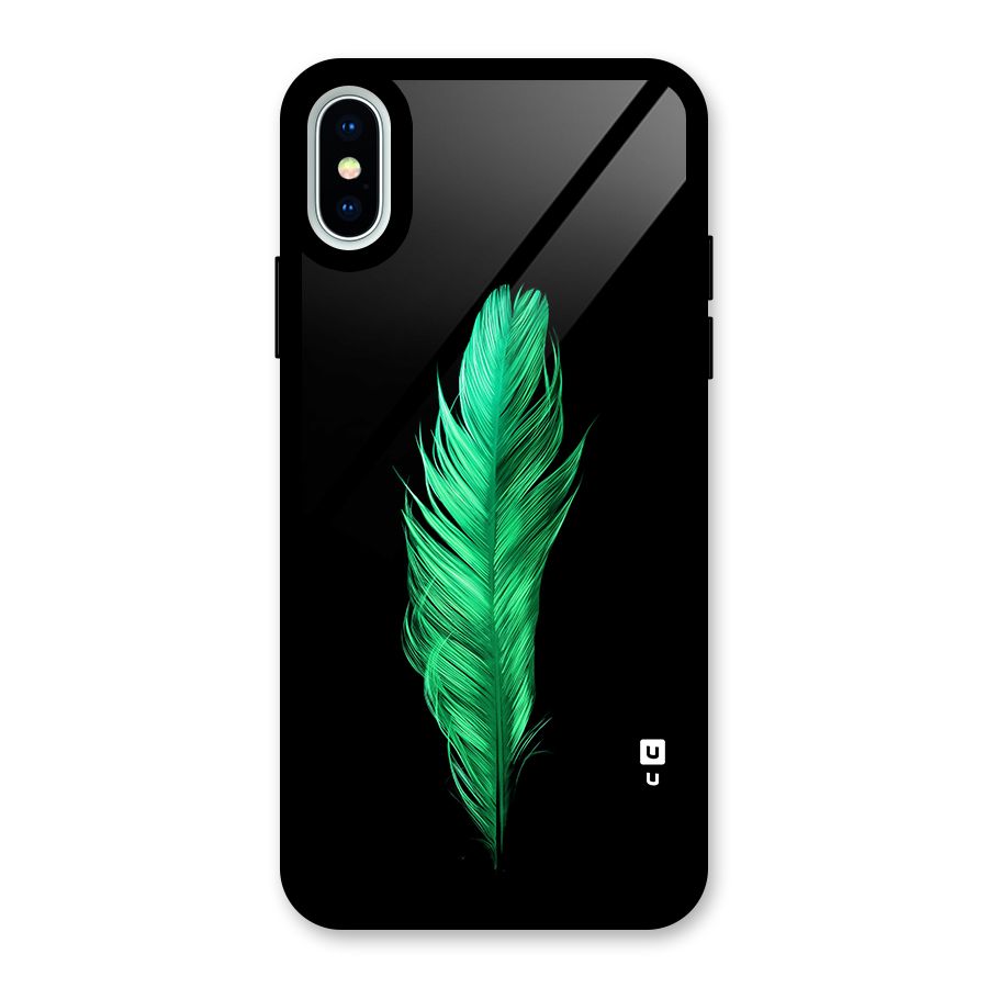 Beautiful Green Feather Glass Back Case for iPhone X
