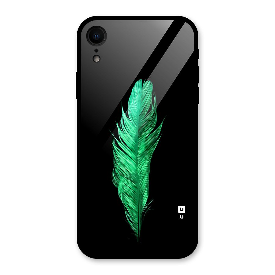 Beautiful Green Feather Glass Back Case for iPhone XR