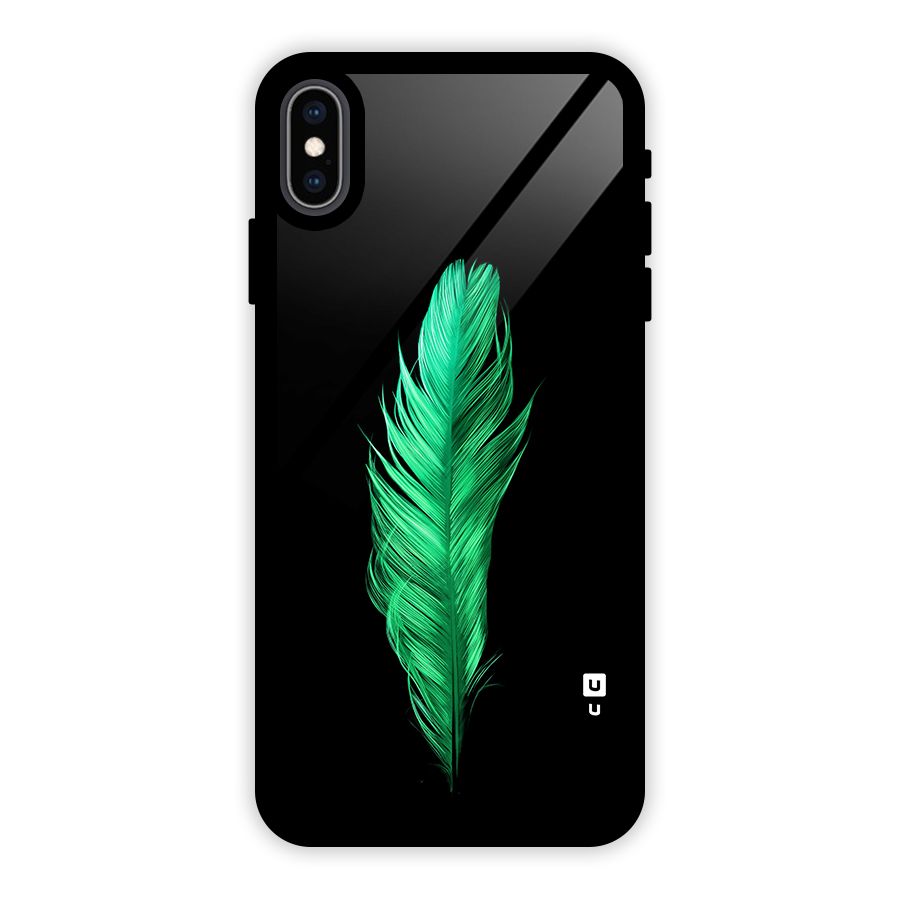Beautiful Green Feather Glass Back Case for iPhone XS Max