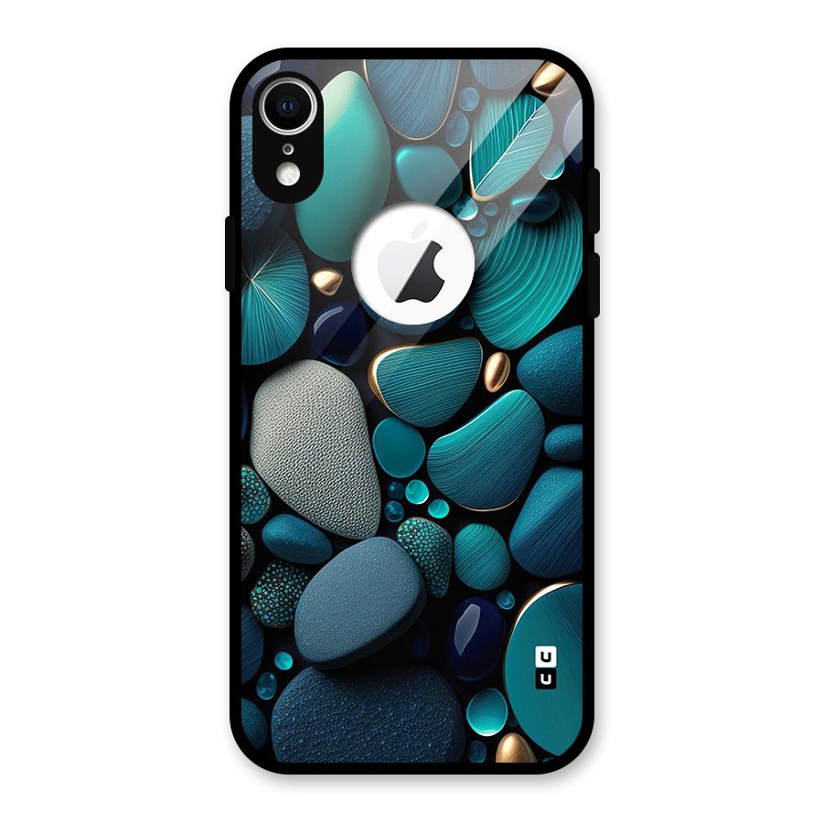 Beautiful Pebble Stones Glass Back Case for iPhone XR Logo Cut