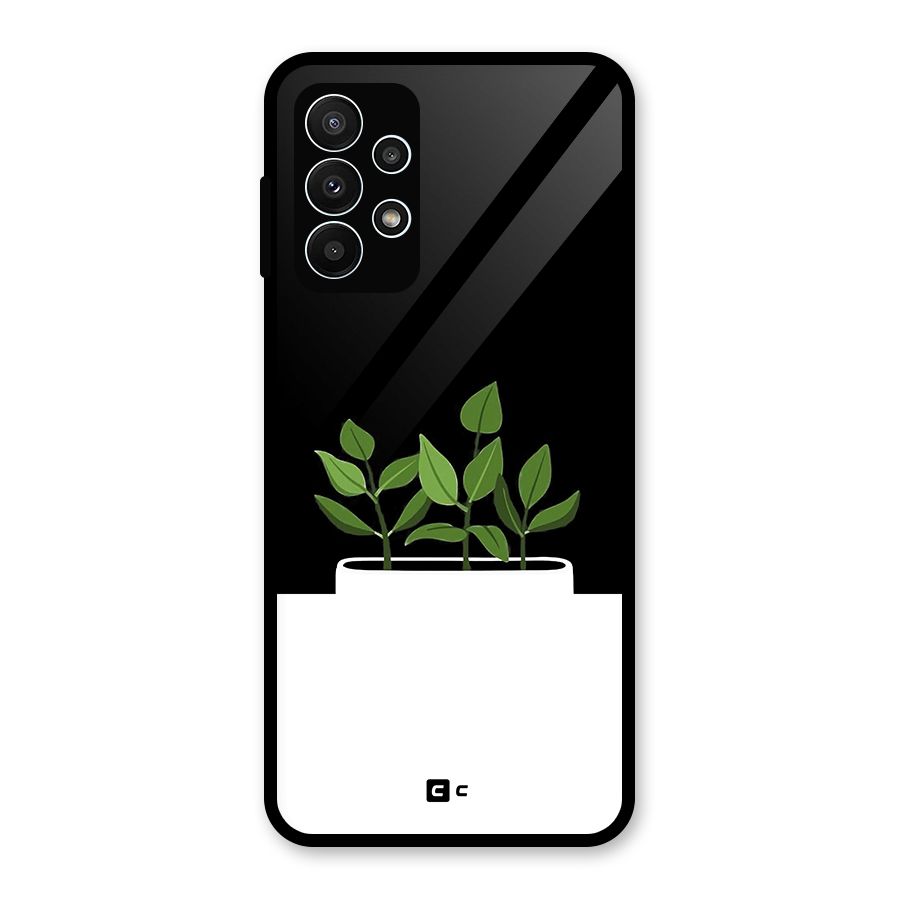 Beautiful Plant Pot Minimalistic Glass Back Case for Galaxy A23