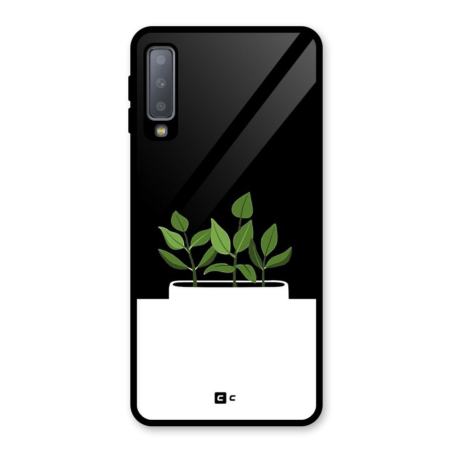 Beautiful Plant Pot Minimalistic Glass Back Case for Galaxy A7 (2018)