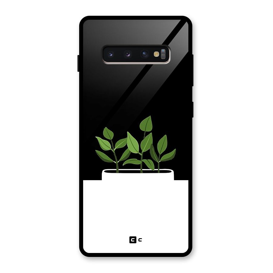 Beautiful Plant Pot Minimalistic Glass Back Case for Galaxy S10 Plus