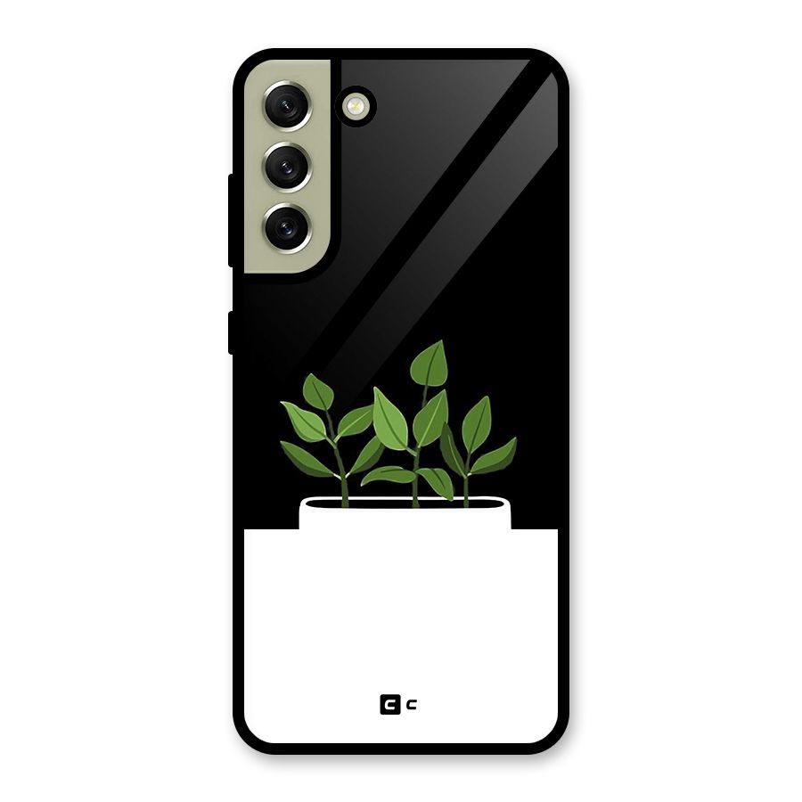 Beautiful Plant Pot Minimalistic Glass Back Case for Galaxy S21 FE 5G