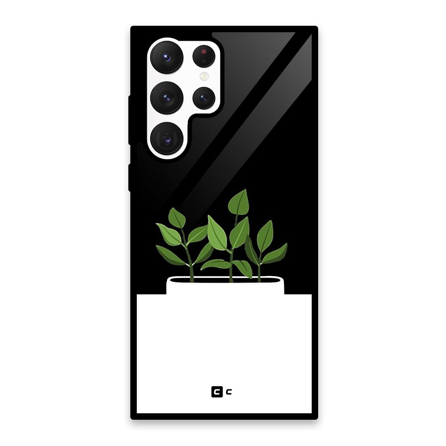 Beautiful Plant Pot Minimalistic Glass Back Case for Galaxy S22 Ultra 5G