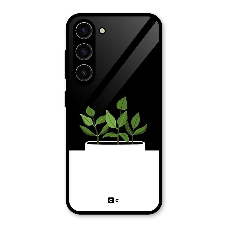 Beautiful Plant Pot Minimalistic Glass Back Case for Galaxy S23