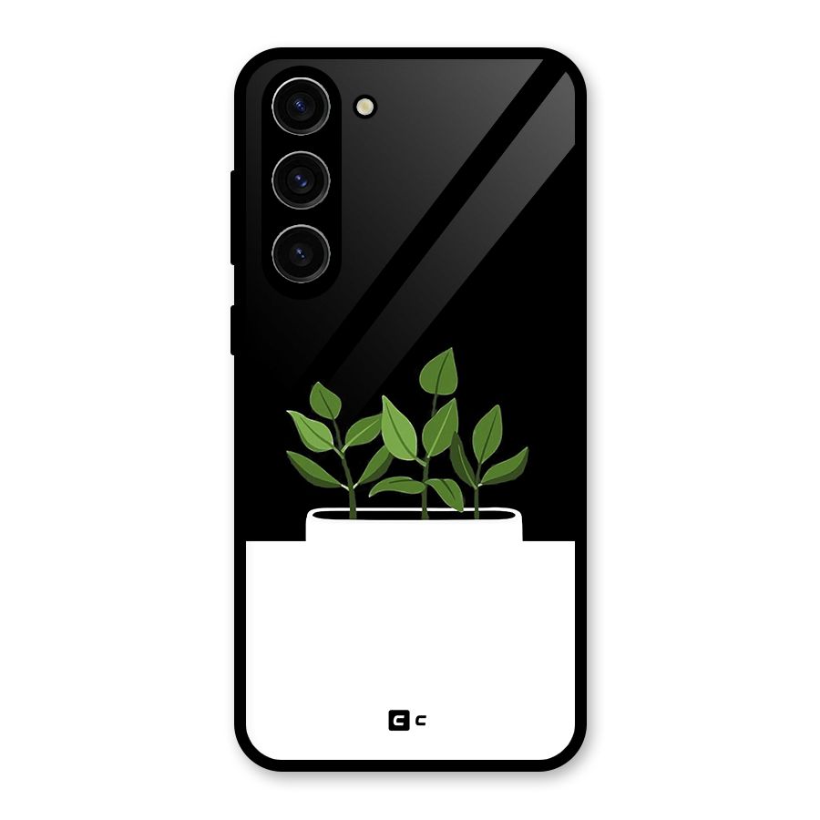 Beautiful Plant Pot Minimalistic Glass Back Case for Galaxy S23 Plus