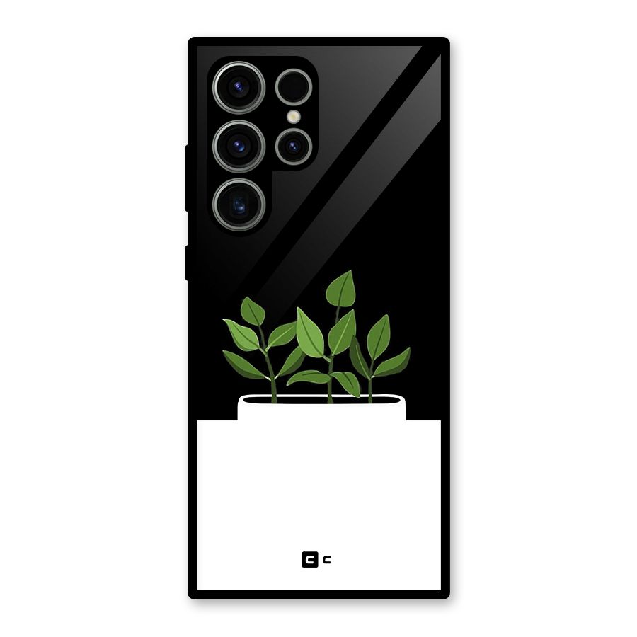 Beautiful Plant Pot Minimalistic Glass Back Case for Galaxy S23 Ultra