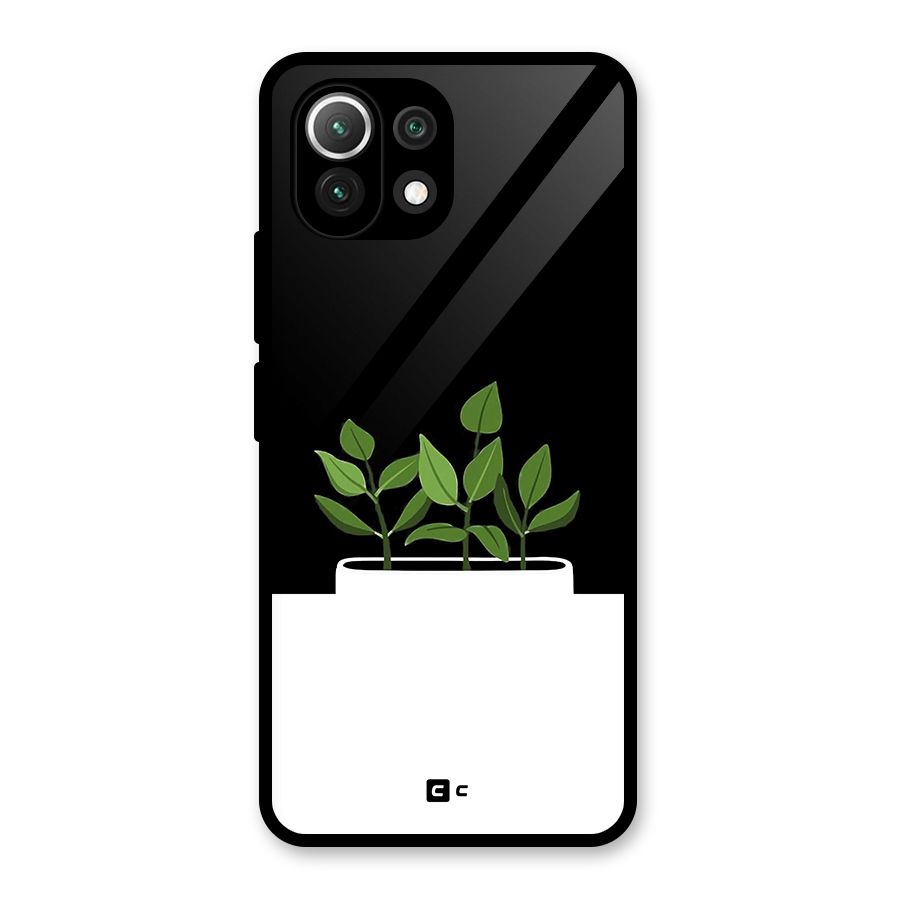 Beautiful Plant Pot Minimalistic Glass Back Case for Mi 11 Lite NE 5G