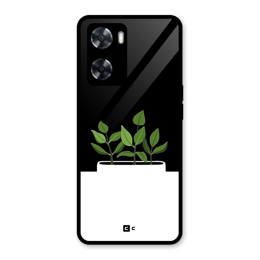 Beautiful Plant Pot Minimalistic Glass Back Case for Oppo A57 2022