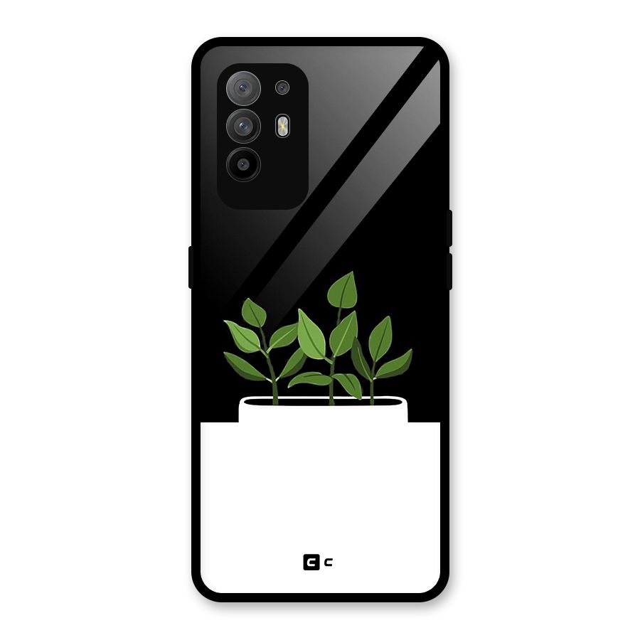 Beautiful Plant Pot Minimalistic Glass Back Case for Oppo F19 Pro Plus 5G