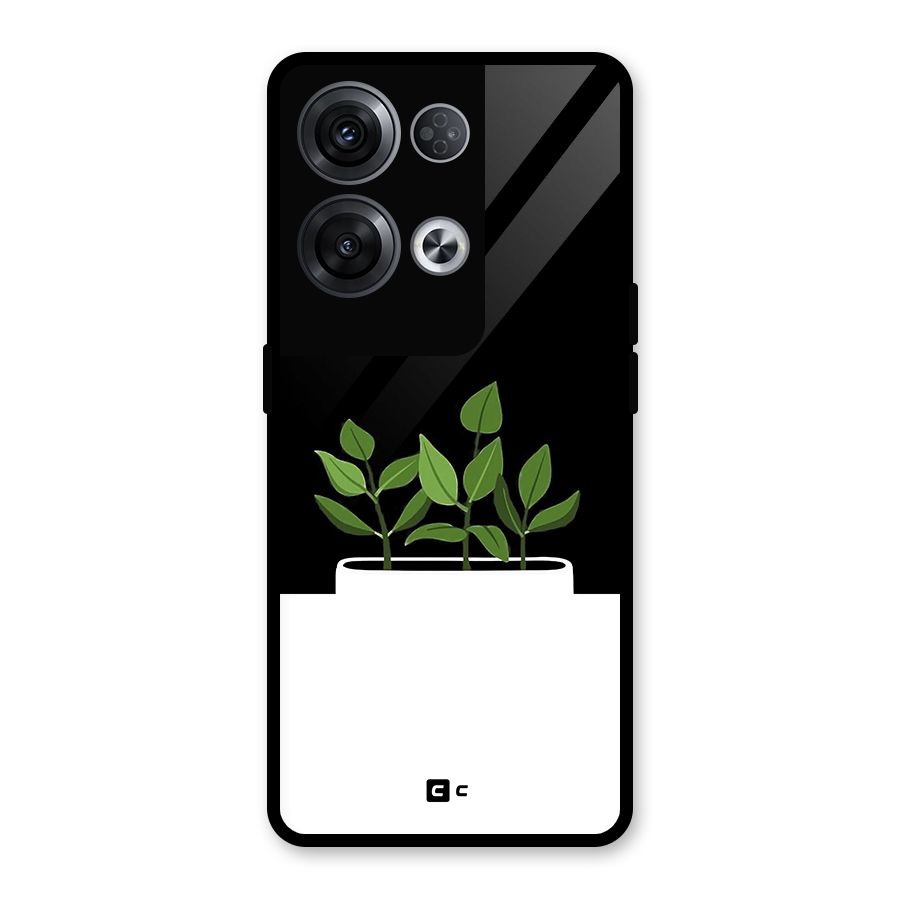Beautiful Plant Pot Minimalistic Glass Back Case for Oppo Reno8 Pro 5G