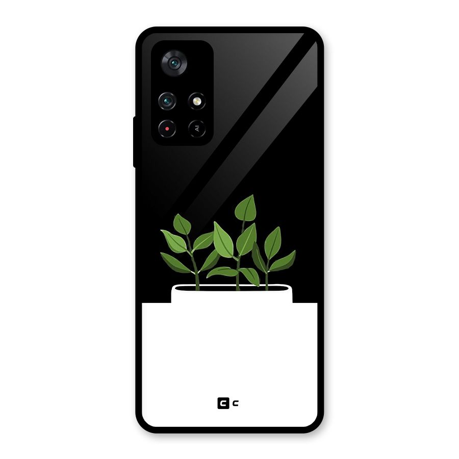 Beautiful Plant Pot Minimalistic Glass Back Case for Poco M4 Pro 5G