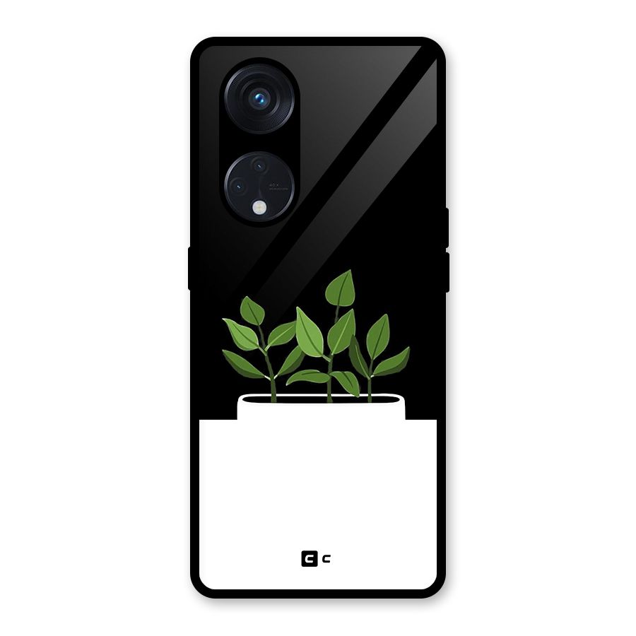 Beautiful Plant Pot Minimalistic Glass Back Case for Reno8 T 5G