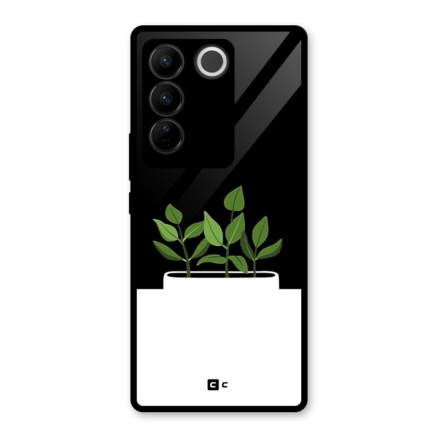 Beautiful Plant Pot Minimalistic Glass Back Case for Vivo V27 Pro