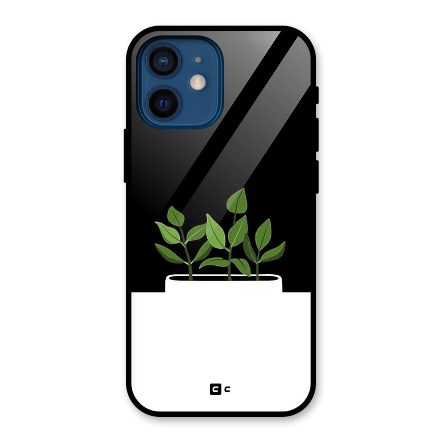Beautiful Plant Pot Minimalistic Glass Back Case for iPhone 12 Mini