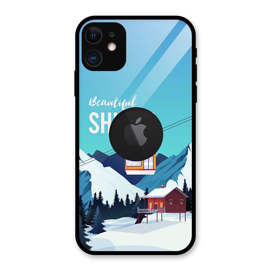 Beautiful Shimla Glass Back Case for iPhone 11 Logo Cut
