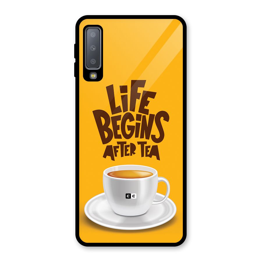 Begins After Tea Glass Back Case for Galaxy A7 (2018)
