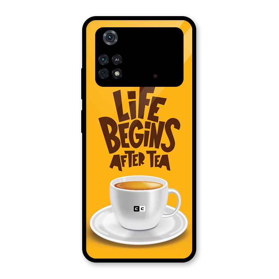 Begins After Tea Glass Back Case for Poco M4 Pro 4G
