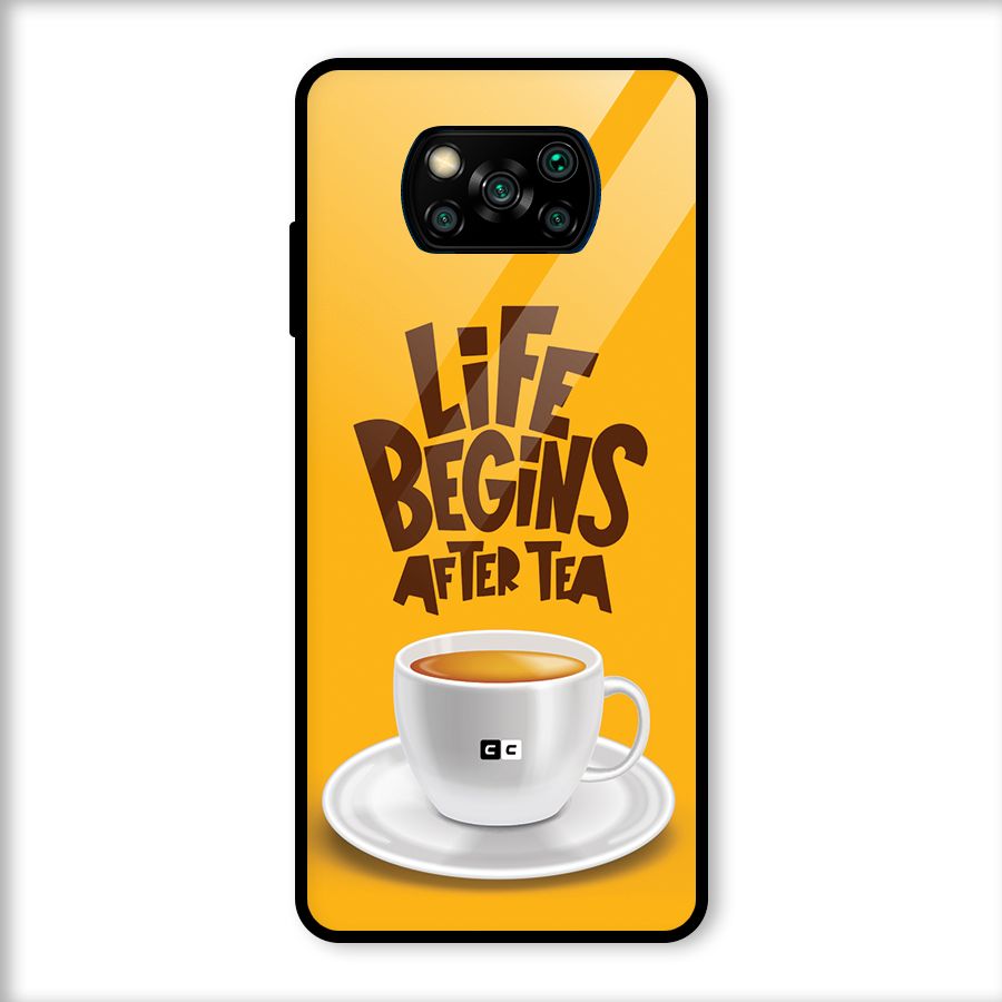 Begins After Tea Glass Back Case for Poco X3