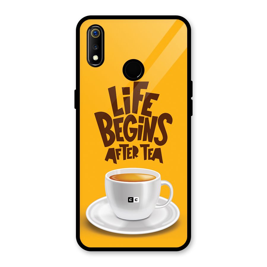 Begins After Tea Glass Back Case for Realme 3