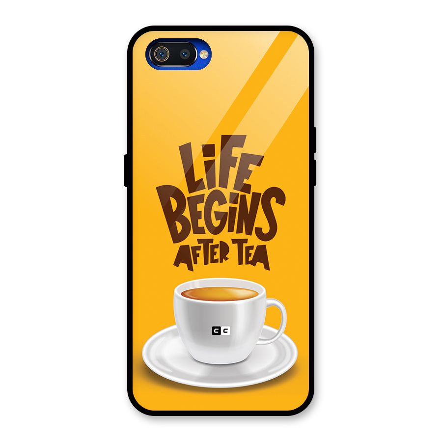 Begins After Tea Glass Back Case for Realme C2