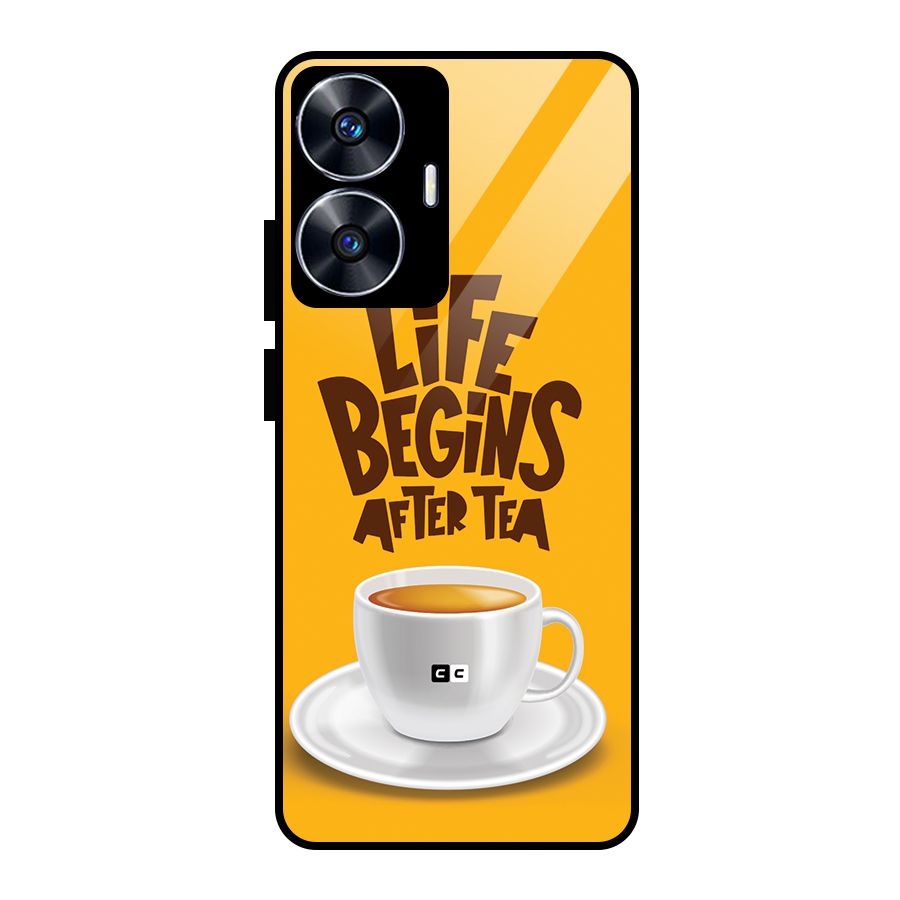Begins After Tea Glass Back Case for Realme Narzo N55