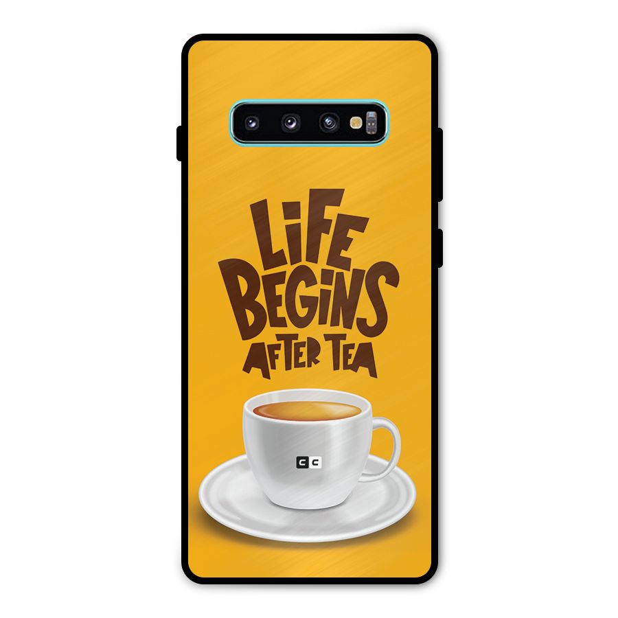 Begins After Tea Metal Back Case for Galaxy S10 Plus