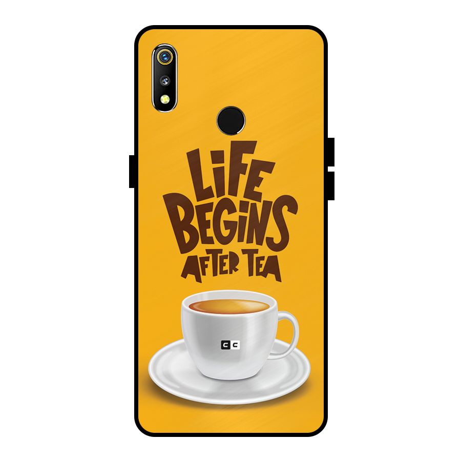 Begins After Tea Metal Back Case for Realme 3i