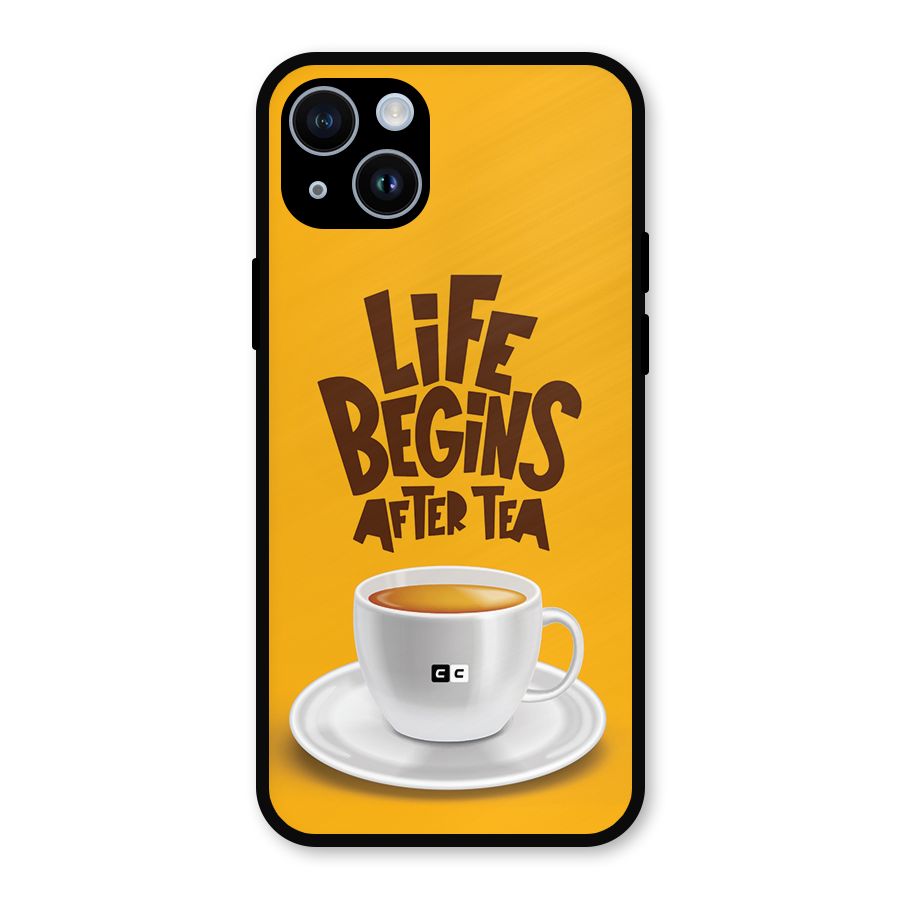 Begins After Tea Metal Back Case for iPhone 14
