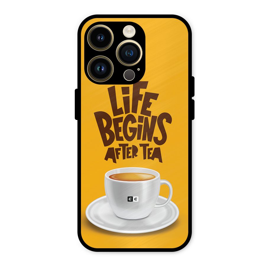 Begins After Tea Metal Back Case for iPhone 14 Pro
