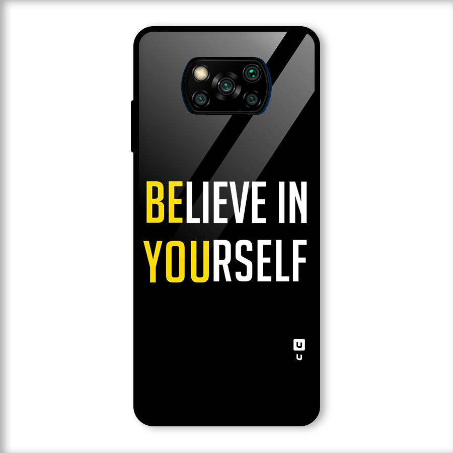 Believe In Yourself Black Glass Back Case for Poco X3