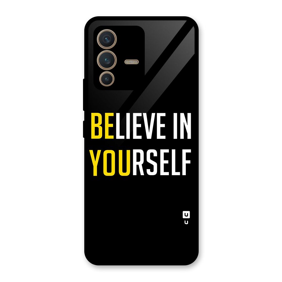 Believe In Yourself Black Glass Back Case for Vivo V23 5G