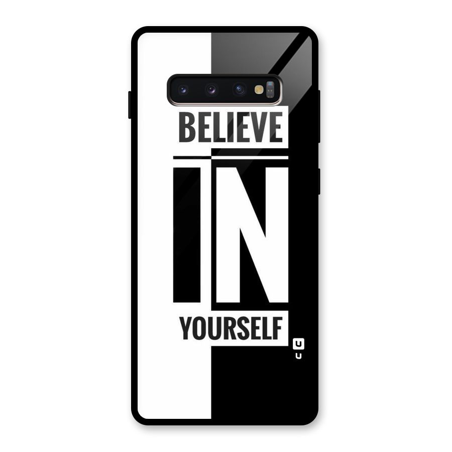 Believe Yourself Black Glass Back Case for Galaxy S10 Plus