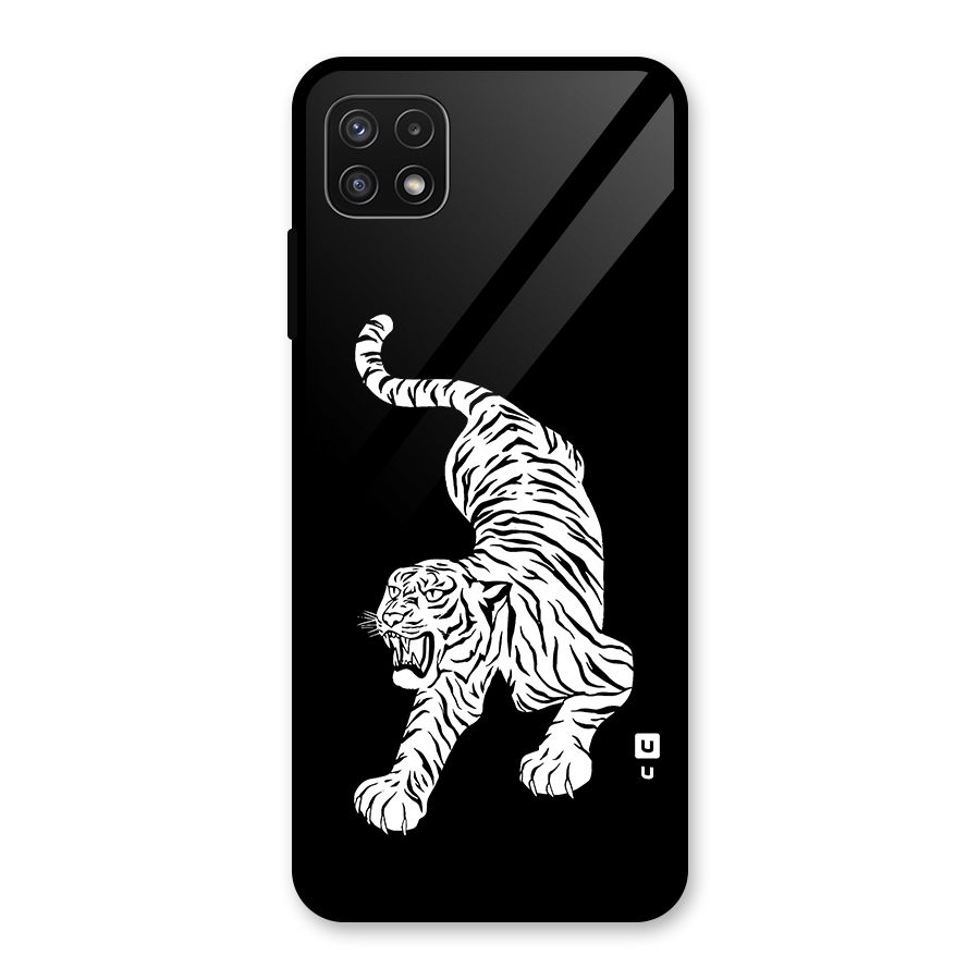 Bengal Tiger Stencil Art Glass Back Case for Galaxy A22 5G