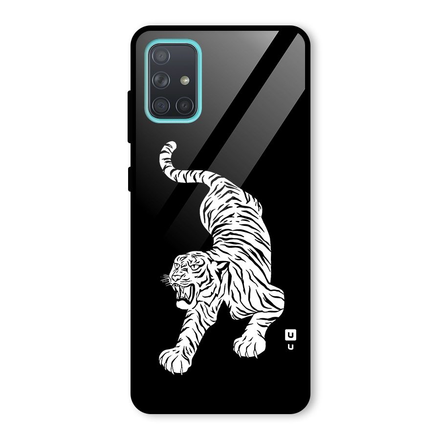 Bengal Tiger Stencil Art Glass Back Case for Galaxy A71