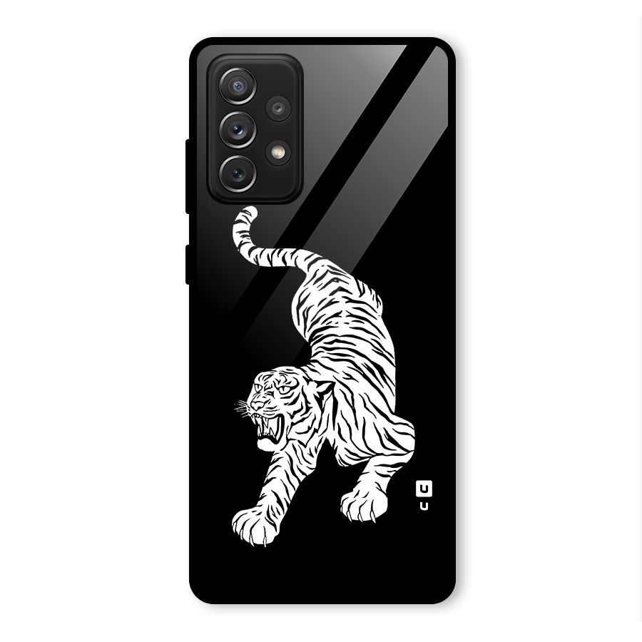 Bengal Tiger Stencil Art Glass Back Case for Galaxy A72