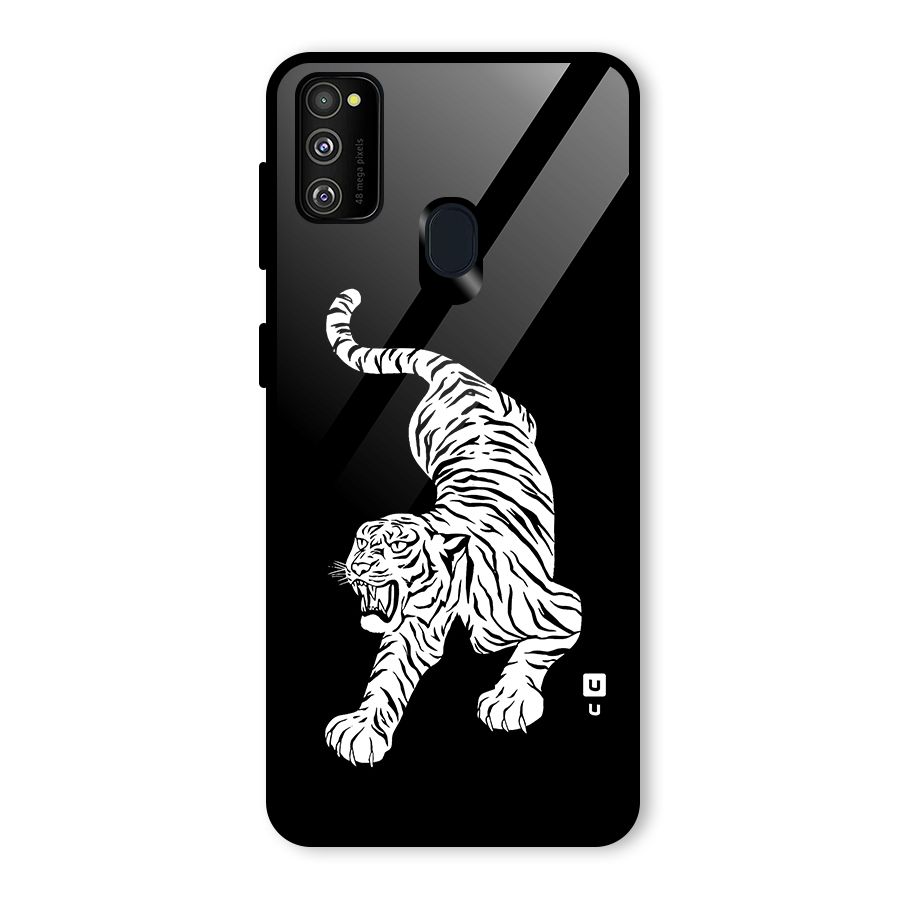 Bengal Tiger Stencil Art Glass Back Case for Galaxy M30s