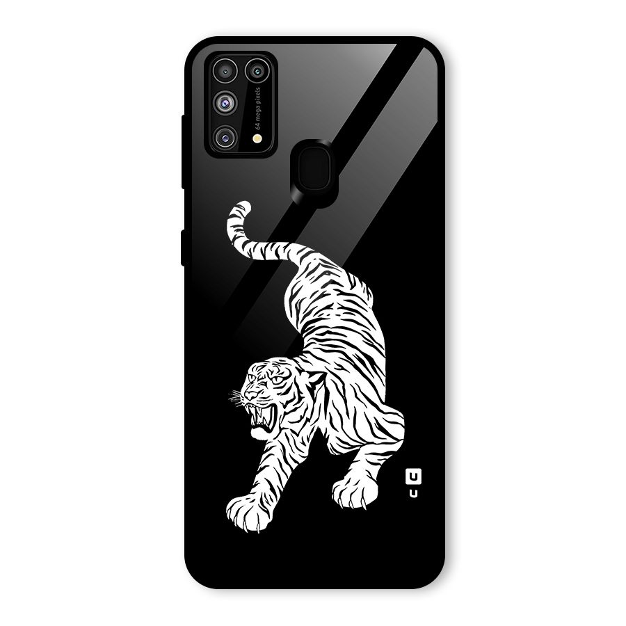 Bengal Tiger Stencil Art Glass Back Case for Galaxy M31
