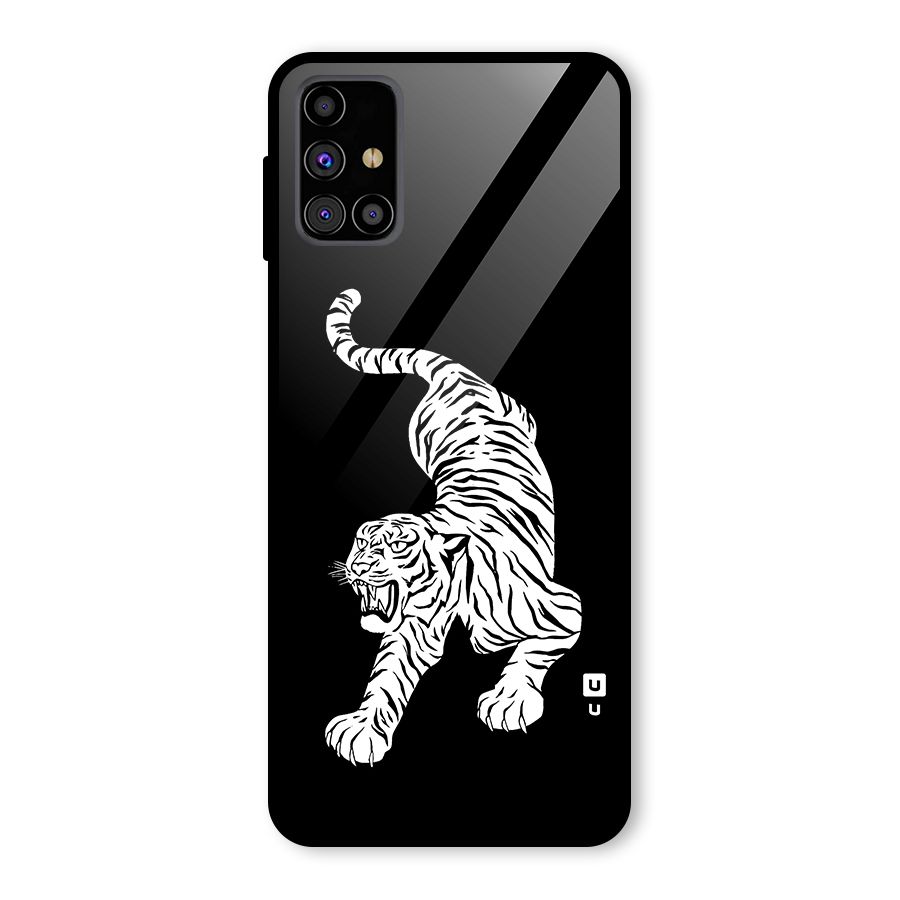 Bengal Tiger Stencil Art Glass Back Case for Galaxy M31s
