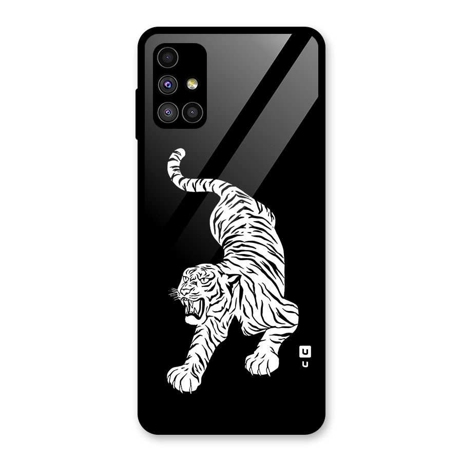 Bengal Tiger Stencil Art Glass Back Case for Galaxy M51