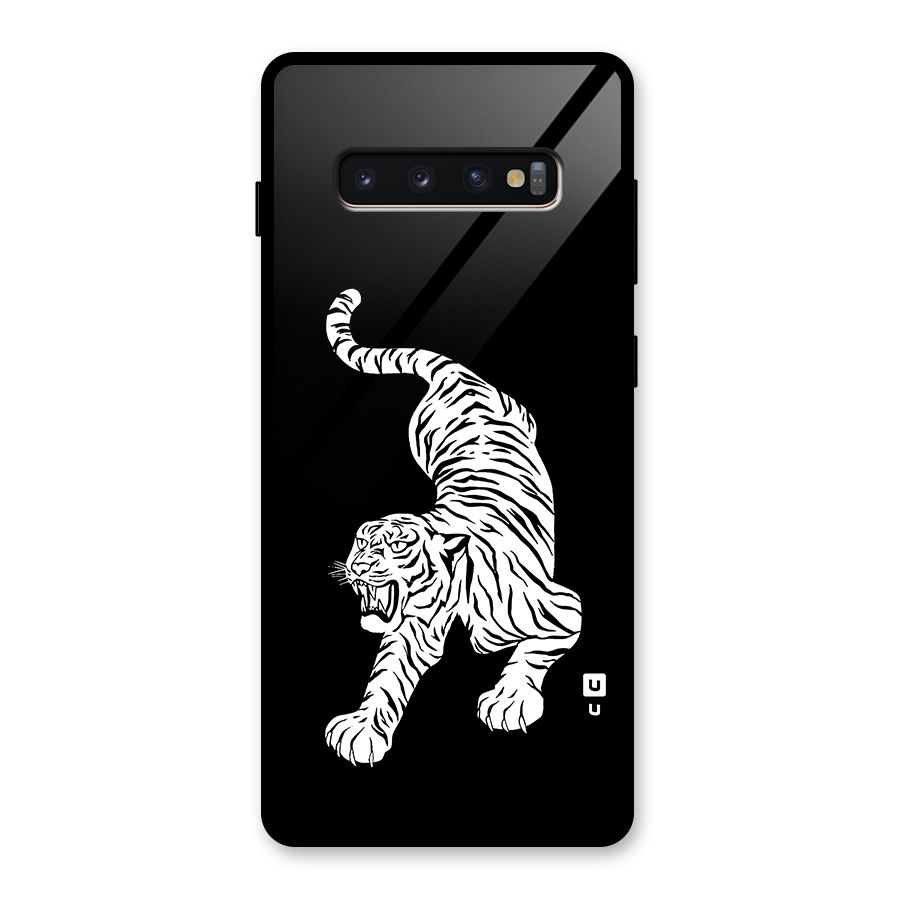 Bengal Tiger Stencil Art Glass Back Case for Galaxy S10 Plus