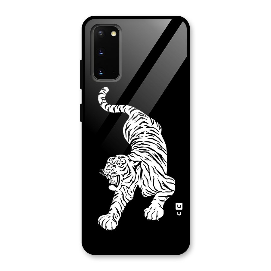 Bengal Tiger Stencil Art Glass Back Case for Galaxy S20