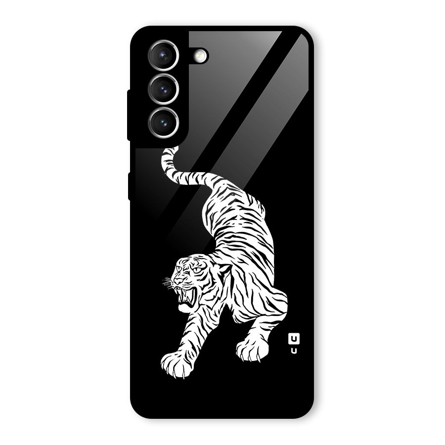 Bengal Tiger Stencil Art Glass Back Case for Galaxy S21 5G