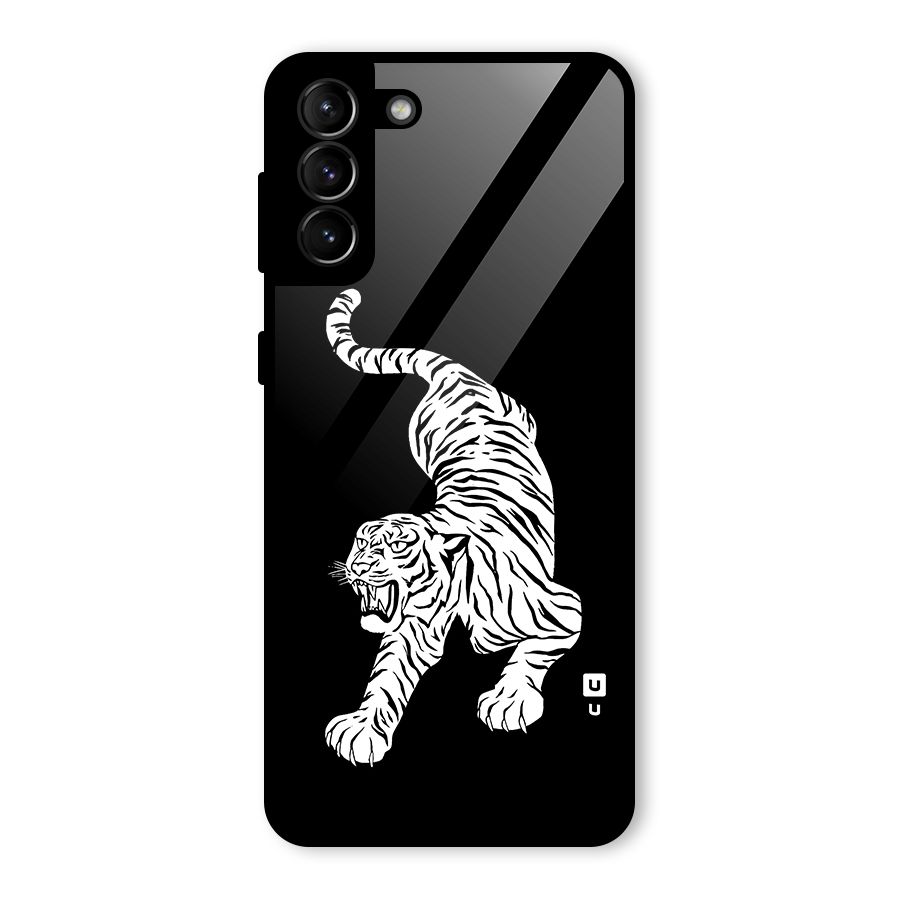 Bengal Tiger Stencil Art Glass Back Case for Galaxy S21 Plus