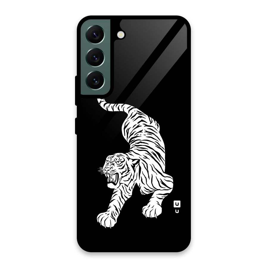 Bengal Tiger Stencil Art Glass Back Case for Galaxy S22 5G