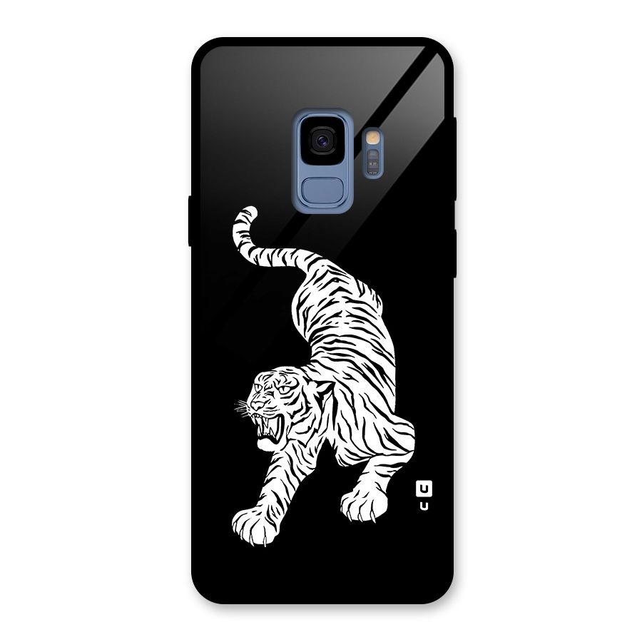 Bengal Tiger Stencil Art Glass Back Case for Galaxy S9