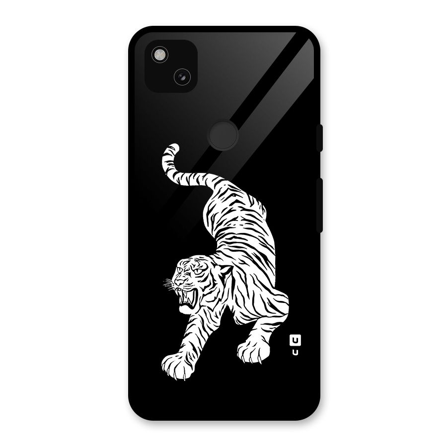 Bengal Tiger Stencil Art Glass Back Case for Google Pixel 4a